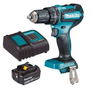 Taladro Martillo 1/2 Inalámbrico 18V LXT XPT Litio-Ion con 2 Velocidades Variables de 0 a 500 y 0 a 1,900 Revoluciones por Minuto, Reversible, Brushless, 0 a 28,000 Golpes por Minuto, sin Llave, 1 Batería 3.0 Amperios, Cargador y 75 Accesorios. MAKITA