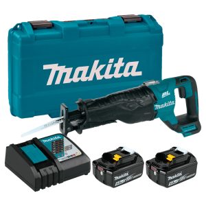Sierra Sable Inalámbrica 18V LXT con Velocidad Variable de 0 a 3,000 Cortes por Minuto de 1-1/4 de Largo, Brushless, Luz Led, Maletín Plástico, con 2 Baterías 5.0 Amperios y Cargador. MAKITA
