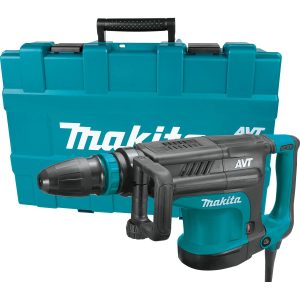 Demoledor 23 Lbs., SDS Max de 25.5 Joules y 18.8 Pie/Lb., con Velocidad Variable de 950 a 1,900 Golpes por Minuto, Sistema AVT, Punta de 12", Maletín Plástico, 14 Amperios 120V. MAKITA