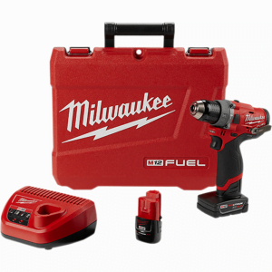 Taladro Martillo 1/2 Inalámbrico 12V Fuel Velocidad Variable de 0 a 1,700 Revoluciones por Minuto, Reversible, Brushless, 0 a 25,500 Golpes por Minuto, sin Llave, 1 Batería 2.0 Amperios, 1 Batería 4.0 Amperios, Cargador y Maletín. MILWAUKEE