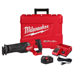Sierra Sable Inalámbrica 18V Fuel de 0 a 3,000 Cortes por Minuto de 1-1/4 de Largo, Brushless, con 1 Batería 5.0 Amperios, Cargador y Maletín Plástico. MILWAUKEE
