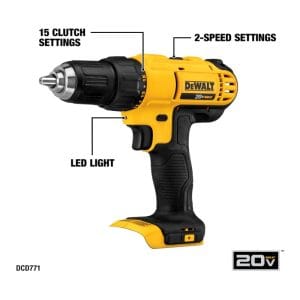 Kit Taladro Atornillador de 1/2, más Atornillador de Impacto, más Sierra Circular, más Linterna con 2 Baterías de 2 Amperios DCD771/DCS885/DCS393/DCL040 con Bolso. DEWALT - Imagen 2
