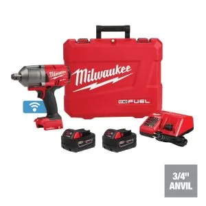Llave de Impacto 3/4 Inalámbrica 18V de 0 a 2,400 Golpes por Minuto, Torque 1,200 Pie/Lb, Luz Led, con One-Key, 2 Baterías 5.0 Amperios, Cargador y Maletín. MILWAUKEE