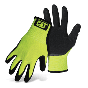 Guante De Poliester Palma Latex Negro/Verde Hi-Vis Large. CAT GLOVES & SAFETY
