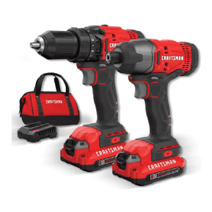 Kit Taladro Atornillador de 1/2 y Atornillador de Impacto de 1/4 Inalámbrico de 20V con 2 Baterías de 1.3 Amperios CMD700/CMF800 con Bolso. CRAFTSMAN