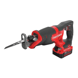 Sierra Sable Inalámbrica 20V con Velocidad Variable de 0 a 3,000 Cortes por Minuto de 1" de Largo, con 1 Batería 4.0 Amperios y Cargador. CRAFTSMAN