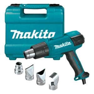 Pistola de Calor de 50 a 650 Grados Celsius, Temperatura Variable con Visor LCD, 4 Boquillas, 2,000 Watts 120V. MAKITA