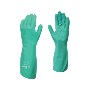 Guante De Nitrilo Verde Para Químicos 33 CM Small. SHOWA