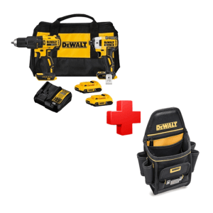 COMBO - DEWALT - Taladro Martillo y Atornillador de Impacto de 20V Max, Brushless con 2 Baterías de 2 Amperios más Bolso más Estuche Porta Herramienta