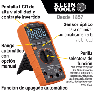 Multimetro Digital 1000V AC/DC 10A DC/AC Baja Impedancia. KLEIN - Imagen 3