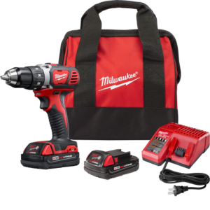 Taladro Atornillador 1/2 Inalámbrico 18V Compacto con 2 Velocidades Variables de 0 a 400 y 0 a 1,800 Revoluciones por Minuto, Reversible, sin Llave, 2 Baterías 1.5 Amperios y Bolso. MILWAUKEE