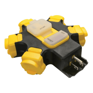 Adaptador de Enchufe de 1 Entrada con 5 Salidas con 2 USB Amarilla / Negra Hub de 15 Amperios de 125V. POWERZONE - Imagen 1