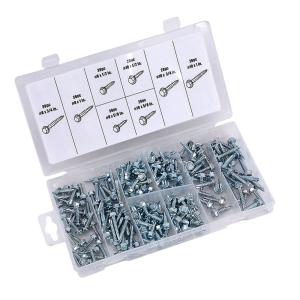 Kit de Tornillos Laminado Hexagonal con Auto Roscado con 200 Piezas en Caja Plástica. TACTIX