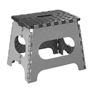 Banco Plegable Plástico de 8-1/2 X 10-1/2 con Capacidad de 330 Lbs Negro / Gris. SIMPLE SPACES