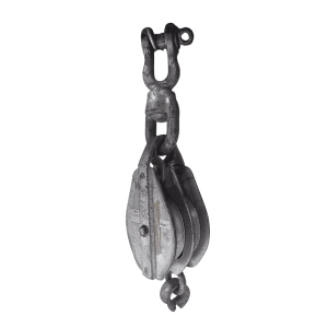 Garrucha Metal Doble de 9" de 4 Toneladas con Grillete Giratorio. ALPHA/ALPS KATSURA