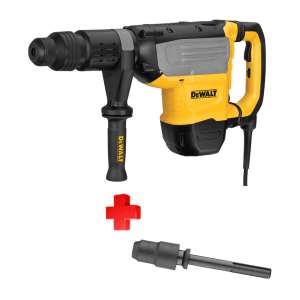 COMBO - DEWALT - Rotomartillo 2″ SDS Max con 2 Funciones, 19.4 Joules de 1,105 a 2,210 Golpes por Minuto, 145 a 290 Revoluciones por Minuto, Maletín Plástico, 15 Amperios 120V más ADAPTADOR SDS MAX A PLUS