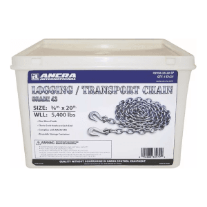 Cadena de Carga Grado 43 con Gancho 3/8 X 20' Plateada 5,400 Lbs. S-LINE/ANCRA