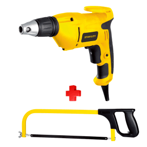 COMBO - STANLEY - Atornillador Eléctrico 0-4,500 Revoluciones por Minutos 520W 120V más Arco de Segueta Fijo 12"