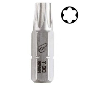 Punta Atornillador Torx de 1/4 - Hexagonal T6 X 1" (Pack 5C/U). BIANDITZ