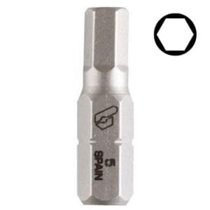 Punta Atornillador Allen de 1/4 - Hexagonal 2MM X 1" (Pack 5 C/U). BIANDITZ