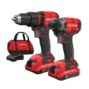 Kit Taladro Atornillador 1/2 y Atornillador de Impacto de 1/4 Inalámbrico de 20V Brushless con 2 Baterías de 1.3 Amperios  CMCD710/CMCF810 con Bolso. CRAFTSMAN