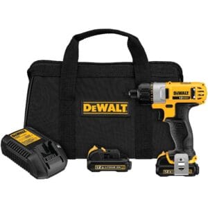 Atornillador 1/4 Inalámbrico 12V Max Litio-Ion de 0 a 1,050 Revoluciones por Minuto, 3 Luz Led, con 2 Baterías 1.5 Amperios, Cargador y Bolso. DEWALT