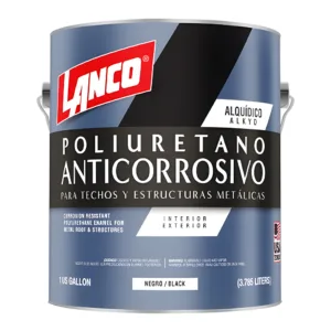 Anticorrosivo Esmalte Poliuretano Negro de 1 Galón. LANCO