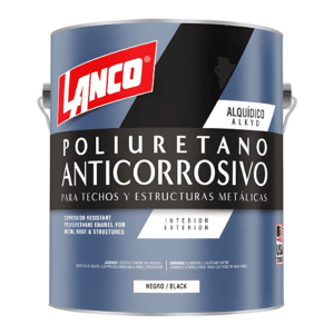 Anticorrosivo Esmalte Poliuretano Negro de 1/4 Galones. LANCO