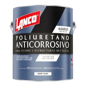 Anticorrosivo Esmalte Poliuretano Negro de 1/4 Galones. LANCO