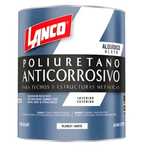 Anticorrosivo Esmalte Poliuretano Blanco de 1/4 Galones. LANCO