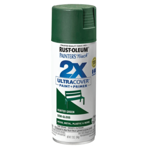 Pintura Spray de 12 Onzas para Plástico Color Verde Hunter Semi Brillante 2X. RUST-OLEUM