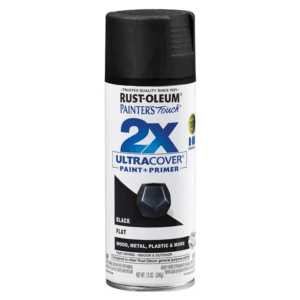 Pintura Spray de 12 Onzas para Plástico Color Negro Mate 2X. RUST-OLEUM