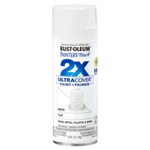 Pintura Spray de 12 Onzas para Plástico Color Blanco Mate 2X. RUST-OLEUM