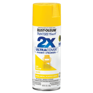 Pintura Spray de 12 Onzas para Plástico Color Amarillo Sol 2X. RUST-OLEUM
