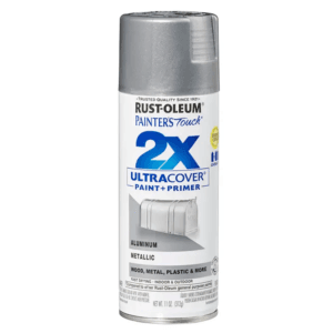 Pintura Spray de 12 Onzas para Plástico Color Aluminio 2X. RUST-OLEUM