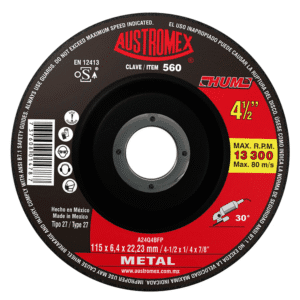 Disco Desbaste Metal Economico 4-1/2 X 1/4 X 7/8 Hum. AUSTROMEX