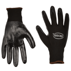 Guante Nylon con Palma Nitrilo Color Negro Talla Large Boss. BOSS MFG