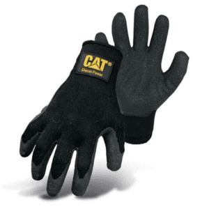 Guante de Algodón / Poliéster con Palma Látex Color Negro Talla Large. CAT GLOVES & SAFETY