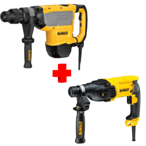 COMBO - DEWALT - Rotomartillo 1-7/8 SDS Max con 2 Funciones, 13.3 Joules de 1,350 a 2,705 Golpes por Minuto, 0 a 1,450 Revoluciones por Minuto, Maletín Plástico, 15 Amperios 120V más Rotomartillo de 1" SDS Plus con 3 Funciones, 2.9 Joules de 0-5,500 Golpes por Minuto con 0-1,500 Revoluciones por Minuto a 7.5 Amperios 120V