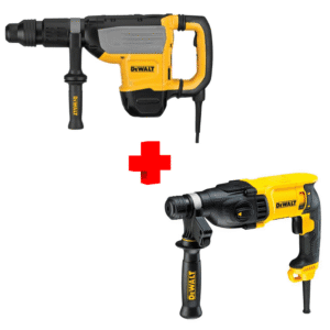 COMBO - DEWALT - Rotomartillo 2″ SDS Max con 2 Funciones, 19.4 Joules de 1,105 a 2,210 Golpes por Minuto, 145 a 290 Revoluciones por Minuto, Maletín Plástico, 15 Amperios 120V más Adaptador SDS MAX a Plus más Rotomartillo de 1" SDS Plus con 3 Funciones, 2.9 Joules de 0-5,500 Golpes por Minuto con 0-1,500 Revoluciones por Minuto a 7.5 Amperios 120V