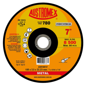 Disco Corte Metal T-27 de 7" X 1/8 X 7/8 Alto Rendimiento. AUSTROMEX - Imagen 1