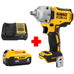 COMBO - DEWALT - Llave de Impacto 1/2 Inalámbrica 20V Max XR Litio-Ion de 0 a 3,100 Golpes por Minuto, 4 Modos, Brushless, Torque 600 Pie/Lb, Luz Led más Cargador y Batería 4 Amperios