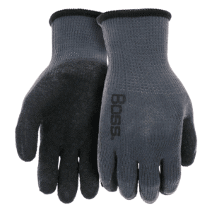 Guante de Polyester con Palma Látex Color Negro/Gris Talla Large. BOSS MFG