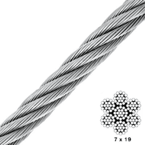 Cable Acero Galvanizado Trenzado (7 X 19) 3/16 Capacidad 3627Lbs. GENERICO