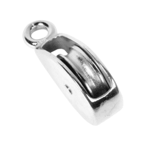 Garrucha Niquelada Sencilla de 2-1/2 con Ojo. BARON MFG