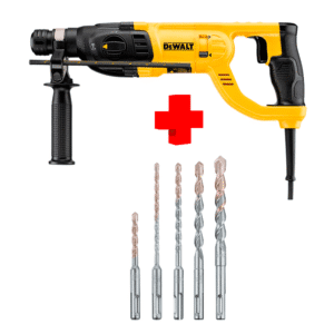 COMBO - DEWALT - Rotomartillo 1″ SDS Plus con 3 Funciones, 2.6 Joules de 0 a 5,500 Golpes por Minuto, 0 a 1,500 Revoluciones por Minuto, Maletín Plástico, 7.5 Amperios 120V más Juego de Broca Concreto SDS Plus