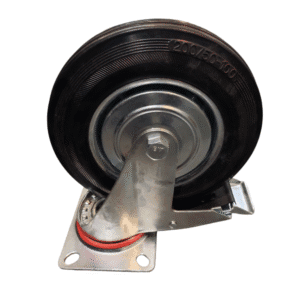 Rueda de Caucho Metal Giratoria con Freno de 8". FORTEN - Imagen 1