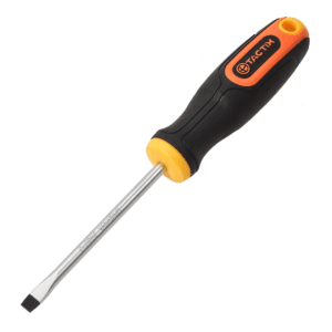 Destornillador Plano 1/4 X 4" Redondo con Mango Bimaterial. TACTIX - Imagen 1