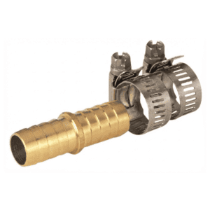 Union para Manguera de 5/8 Bronce Doble Punta con Abrazaderas. LANDSCAPERS SELECT