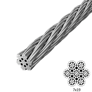 Cable Acero Inoxidable Alma de Acero (7 X 19) 1/8 Capacidad 1,753 Lbs. GENERICO - Imagen 1